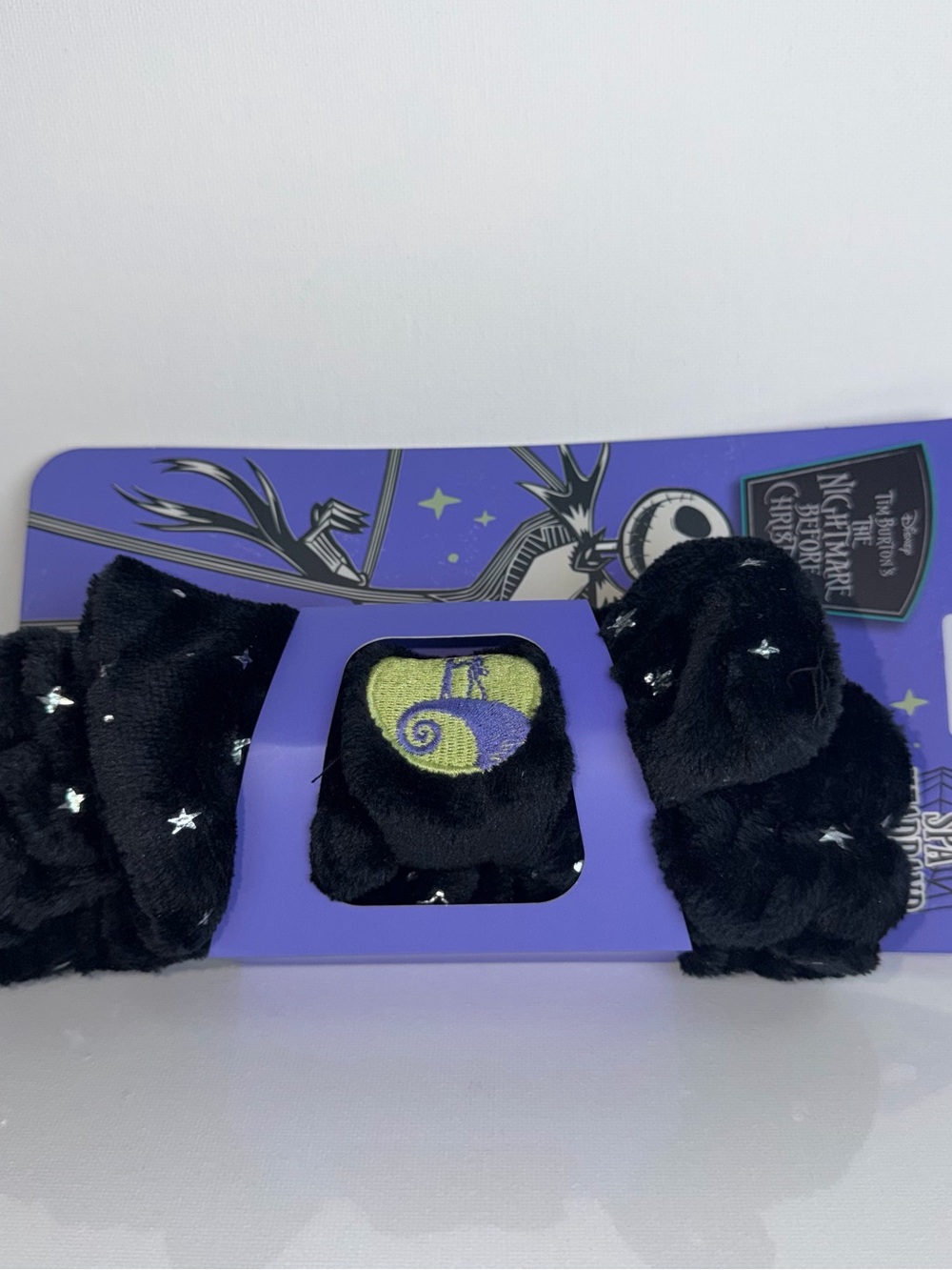 🔥🎀Disney Black Plush Headband with Lime Green & Purple Spiral Hill Embroidery